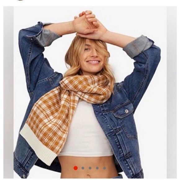 NWT Timberland Buffalo Plaid Scarf Tan Off White Winter Scarf Gift - Picture 1 of 11